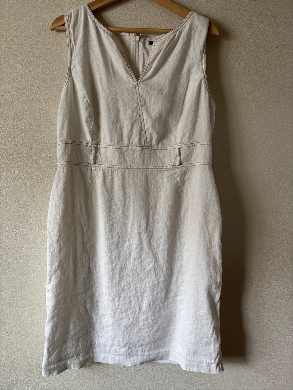 Antonio Melani White Structured Linen Rayon Sleeveless Knee Length Dress Size 14